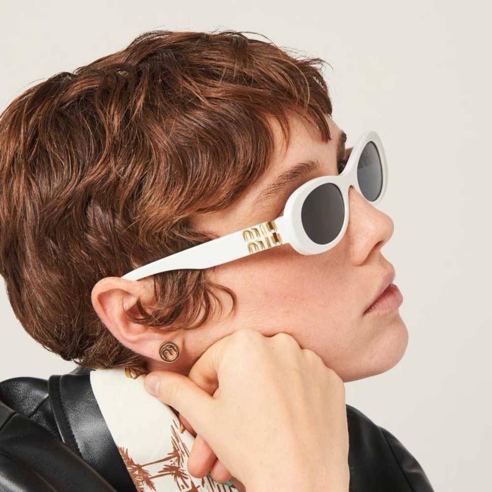 New! Miu Miu MU 06ZS 1425S0 White Sunglasses, Authentic